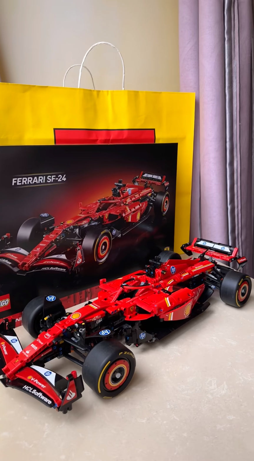 Ferrari SF-24 F1 Racing Car Building Blocks Model 1:8 Scale | 1361PCS | Finished & Free Assembly | High Quality ABS